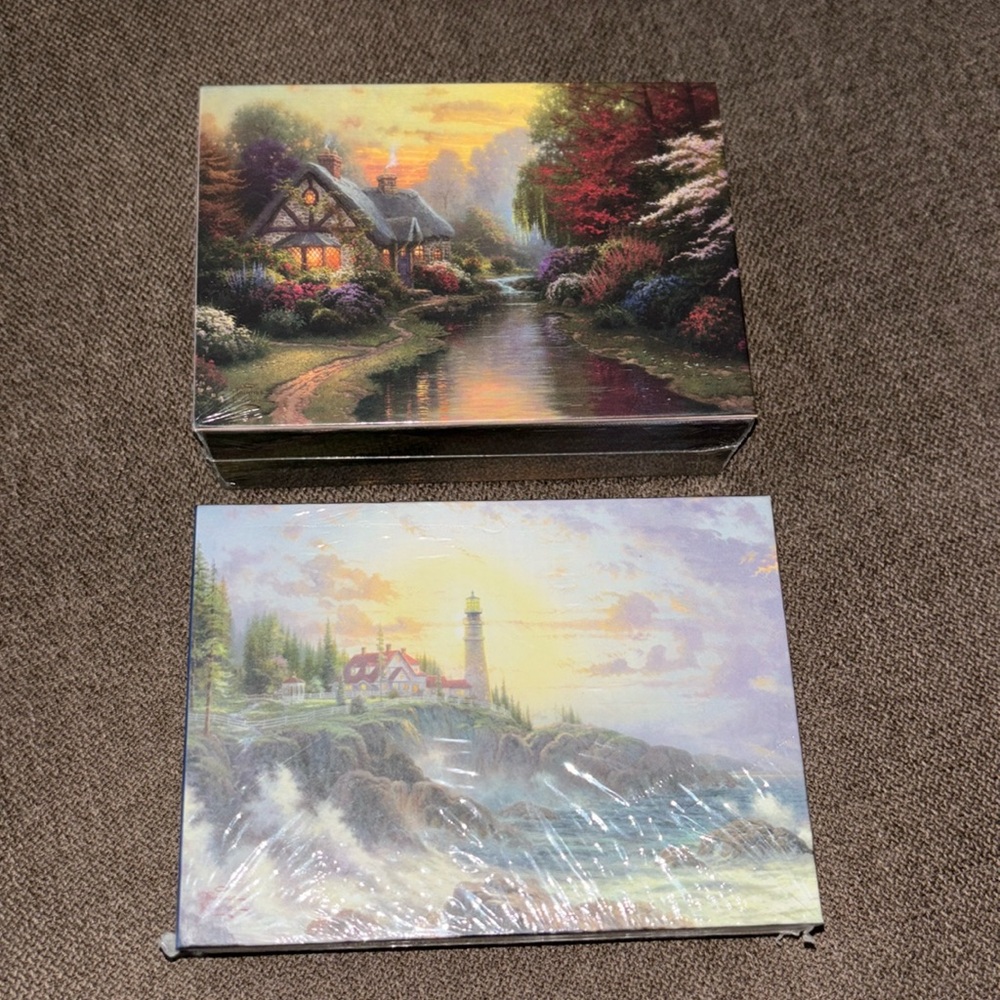 Lot 2 Thomas Kinkade Note Cards "clearing storms" “sweetheart cottage” 20 sealed